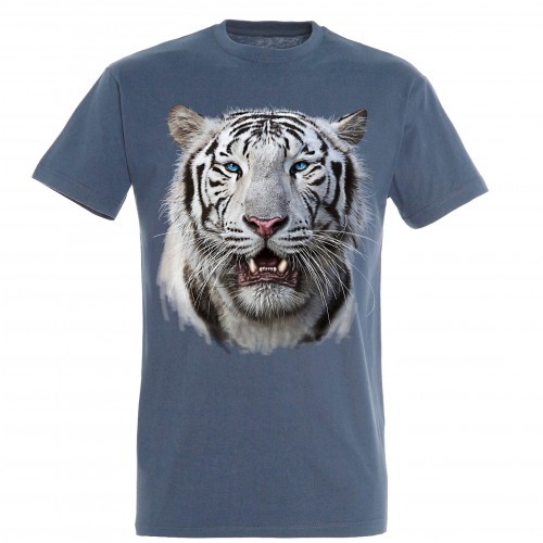 Camiseta Cabeza Tigre Blanco color Azul, , large image number null