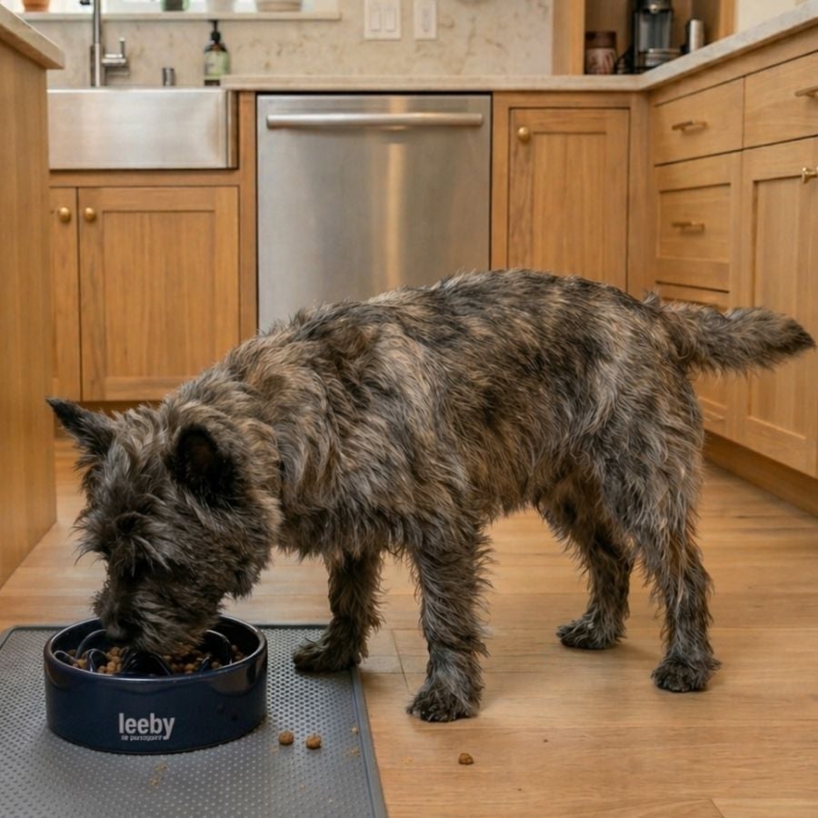 Leeby Comedero Antivoracidad de Cerámica Azul para perros