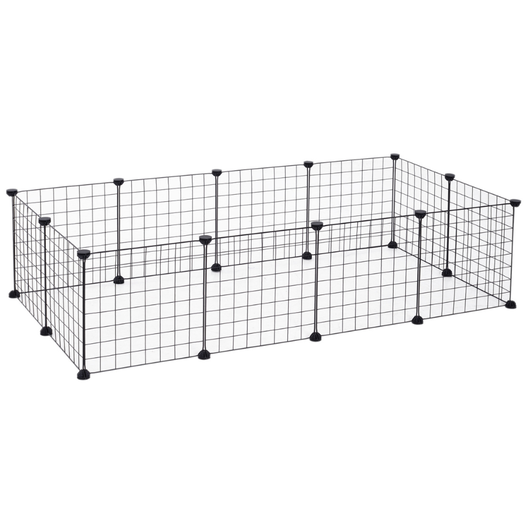 Pawhut valla metálica para mascotas con 12 paneles diseño diy parque metálico para animales pequeños desmontable para erizo conejos 143x73x36 cm negro