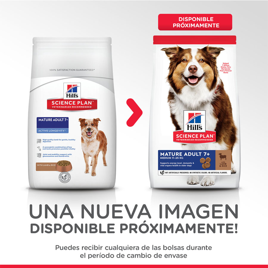 Hill's Medium Mature Adult Science Plan Cordero pienso para perros, , large image number null