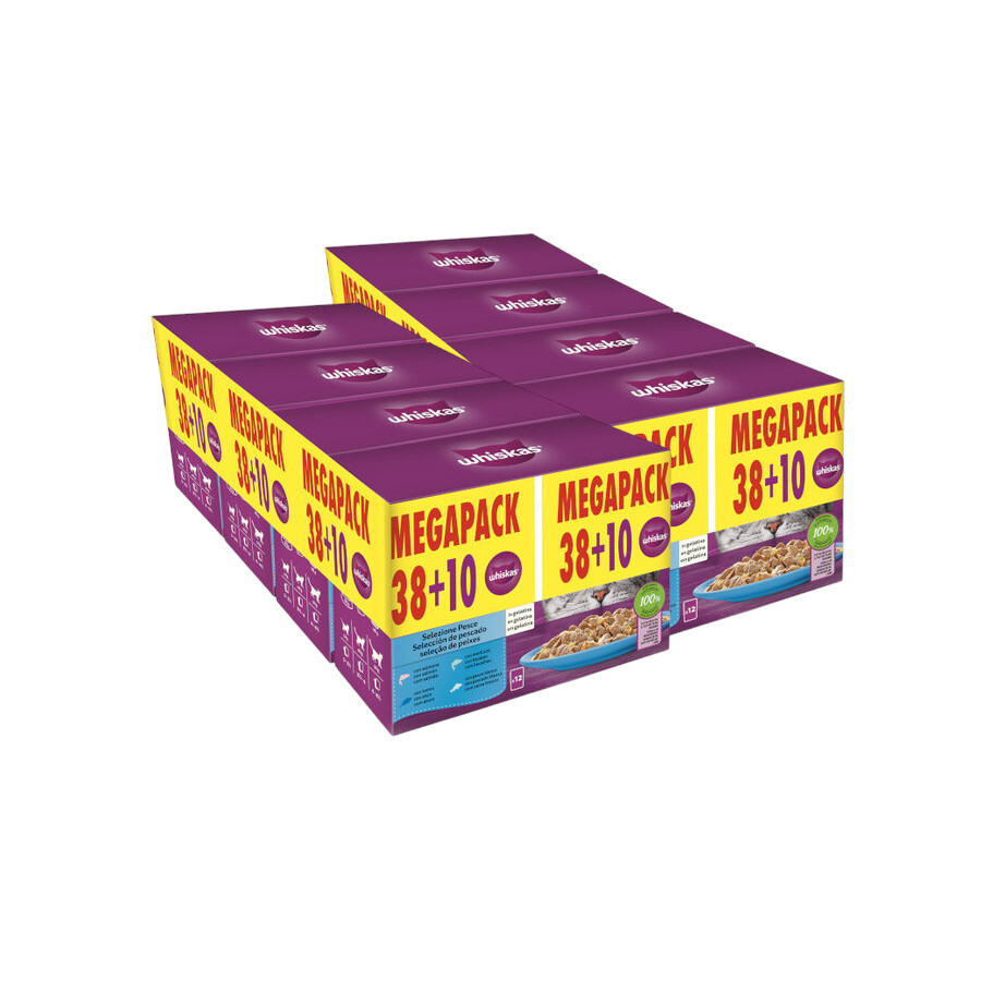 96 sobres x 85 g Whiskas Selección Pescados Gelatina en Bolsita para gatos ¡Pack ahorro!
