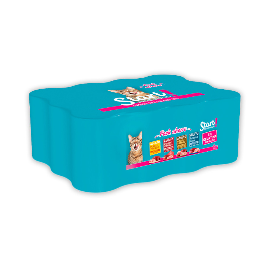 12 latas x 400 g Start Multipack de Carne y Pescado en Gelatina para Gatos