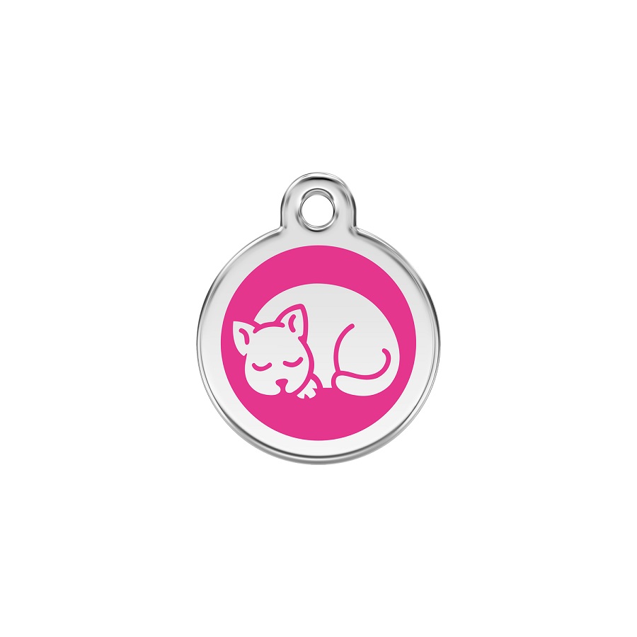 Placa identificativa Acero Inoxidable Esmalte Gatito Rosa Fuerte para gatos