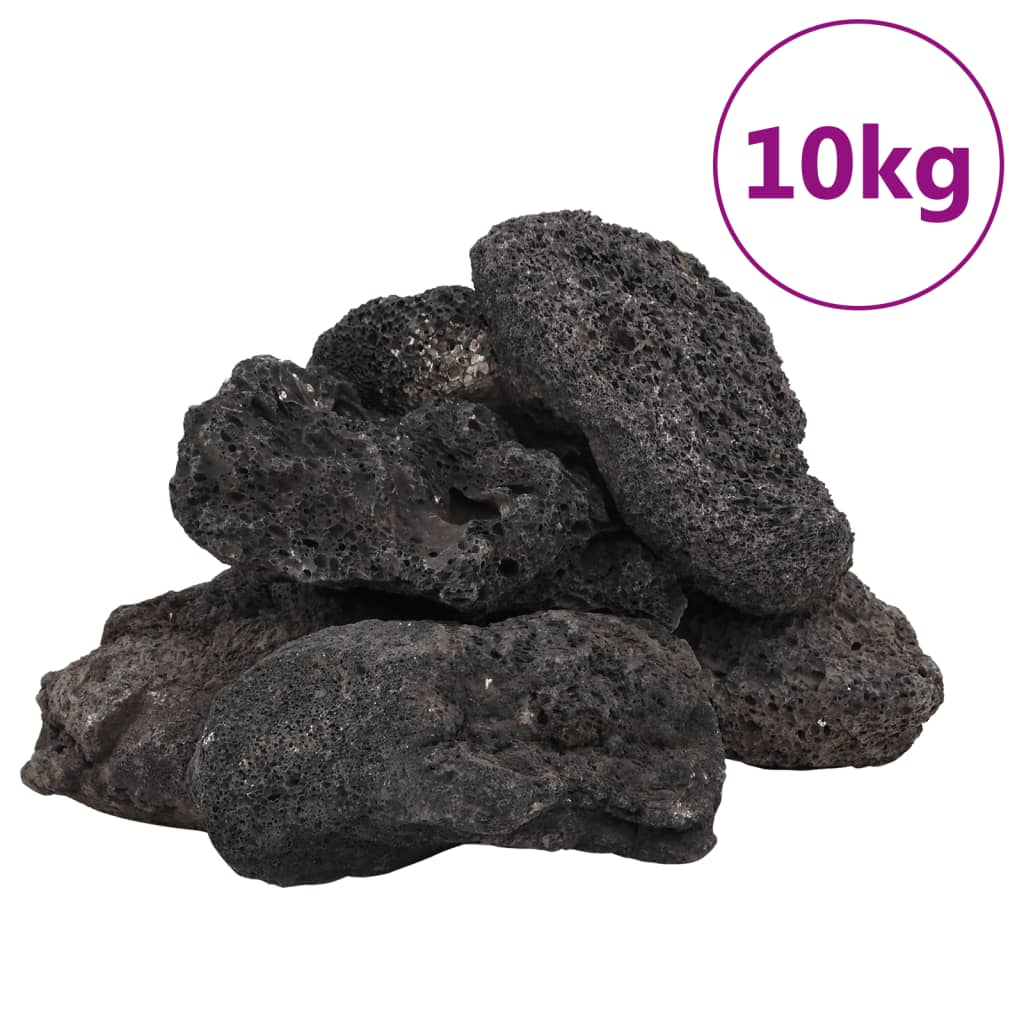 vidaXL Rocas volcánicas negras 10 kg 10-30 cm