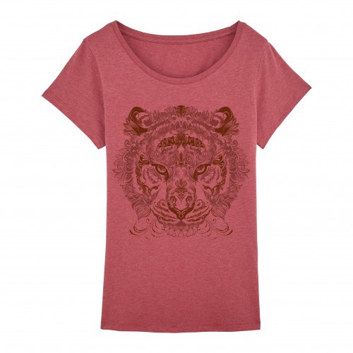 Camiseta Mujer Tigre Mandala color Rosa, , large image number null