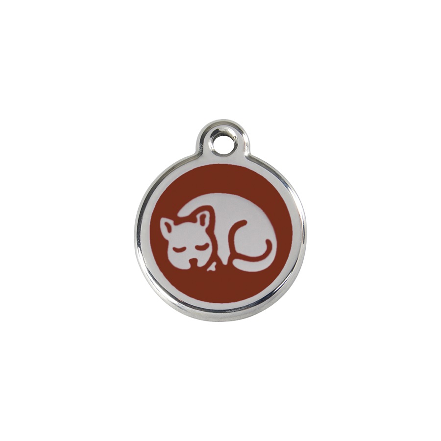 Placa identificativa Acero Inoxidable Esmalte Gatito Marron para gatos