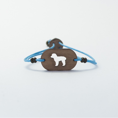 Pulsera de madera Caniche/Perro de Aguas personalizable color Azul, , large image number null