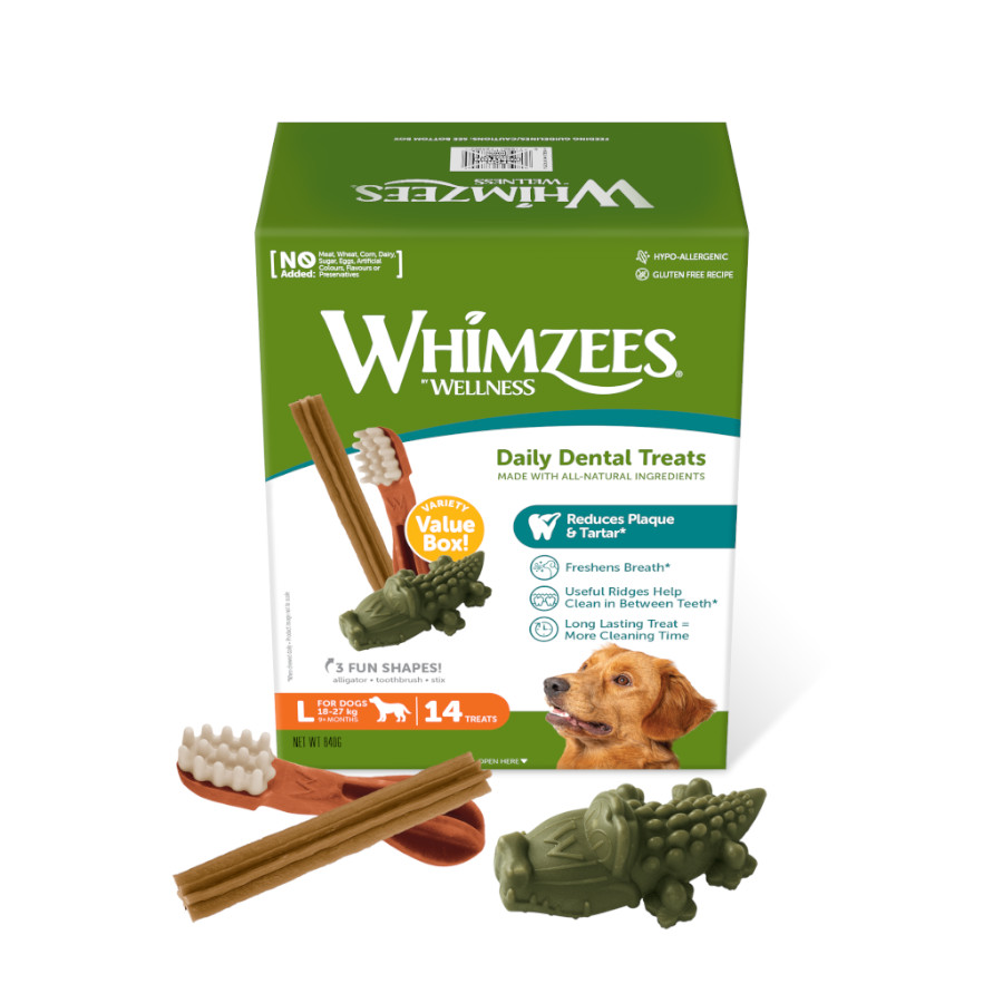 14 barritas Whimzees Snacks Dentales Naturales para perros de raza grande