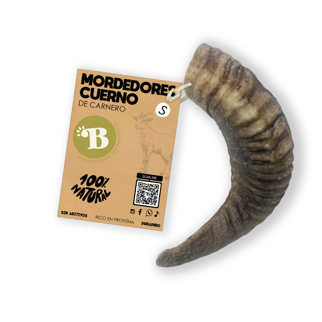 Bimordiscos Mordedor de cuerno de carnero para perros