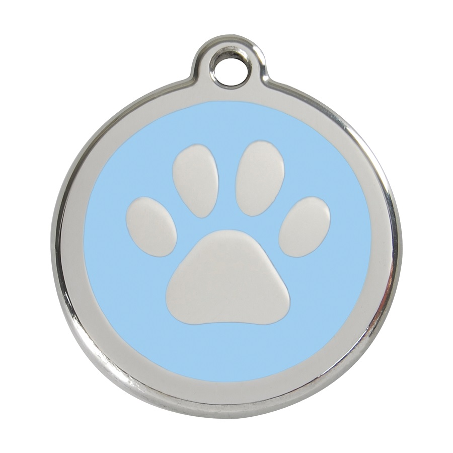 Placa identificativa Acero Inoxidable Esmalte Huella perro Azul Claro para perros