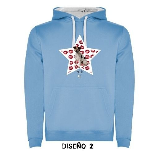 Sudadera capucha besos personalizable color Celeste, , large image number null