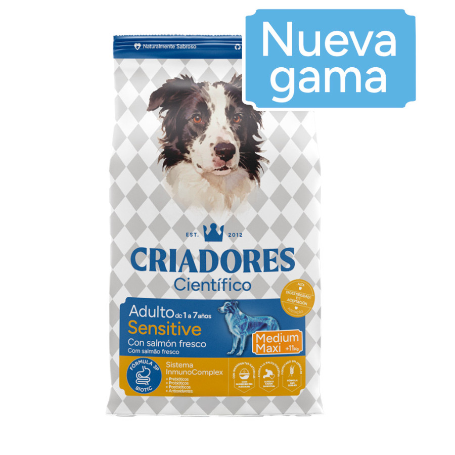 2 x 12 kg Criadores Científico Sensitive Adulto Medium-Maxi Pienso Salmón para perros ¡Pack Ahorro!
