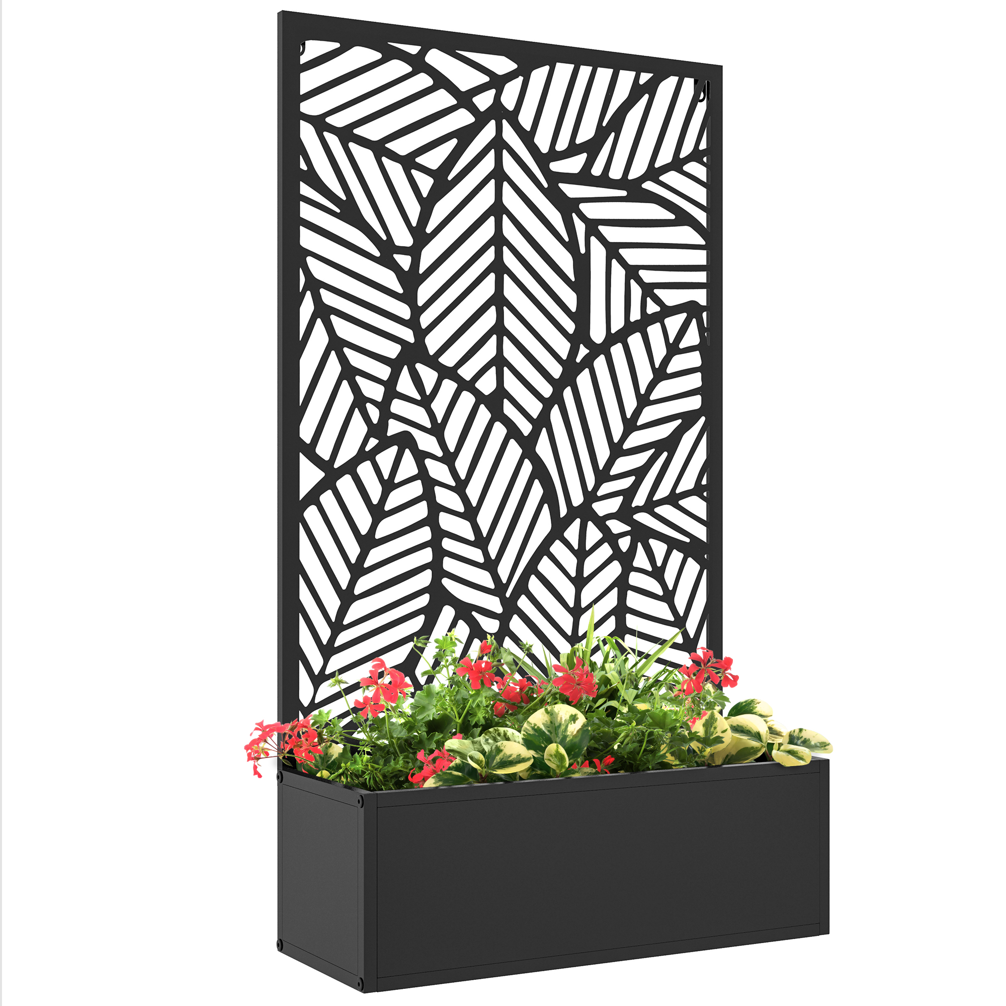 Outsunny Jardinera con Biombo de Metal Huerto Urbano de Pared o de Pie para Cultivos Plantas Flores o Decoración en Terraza Jardín Hogar 61x23x113 cm