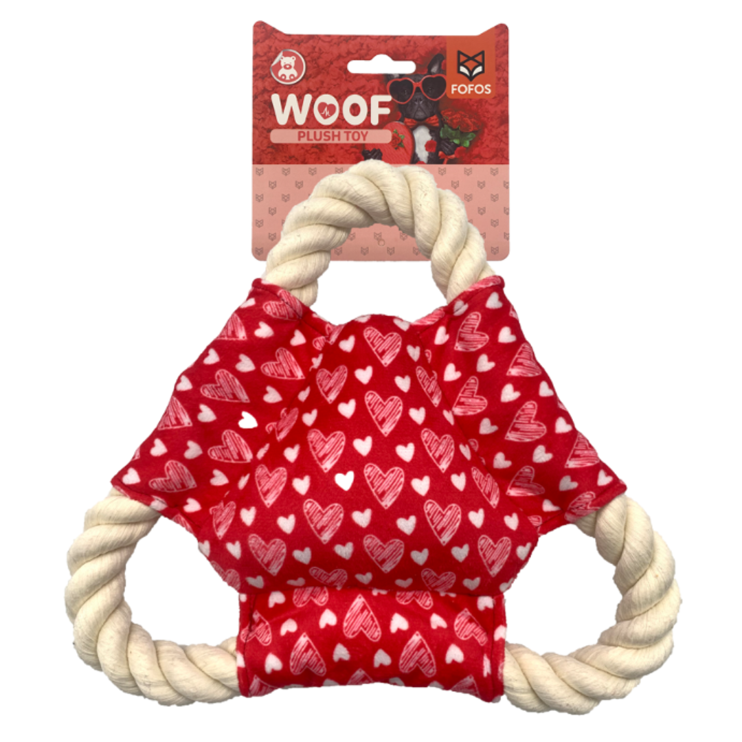 FOFOS | Frisbee de Cuerda y Tela con Corazones (Colección Día de San Valentín) – Para Perro