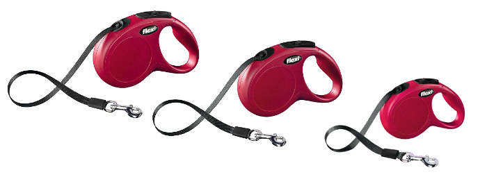 Flexi New Classic Compact correa extensible de cinta para perros Color Rojo