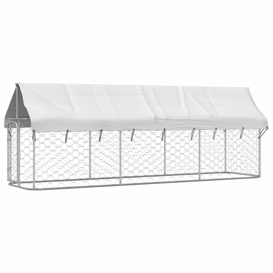 VidaXL Perrera Exterior Plateada para perros