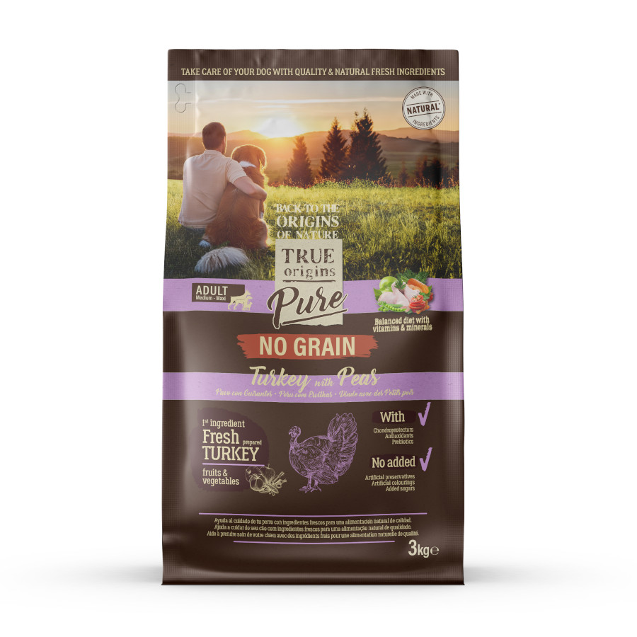3 kg True Origins Pure Grain Free Adult Pavo pienso para perros