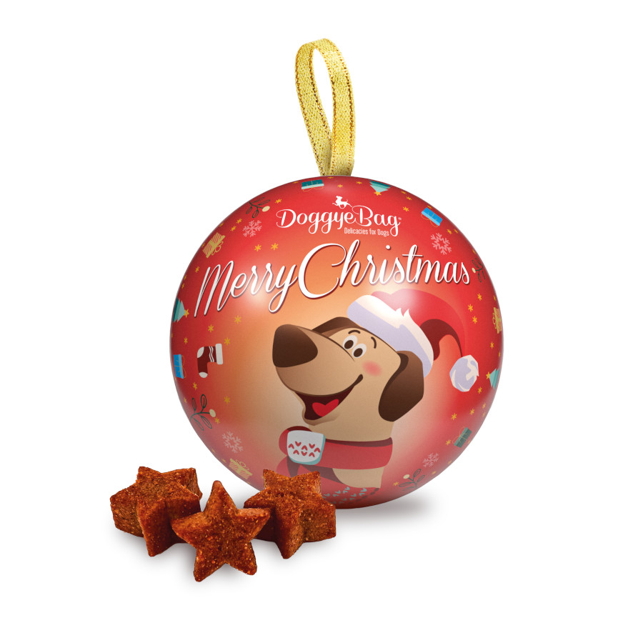 90 g DoggyeBag Bola de Navidad con snacks para Perros