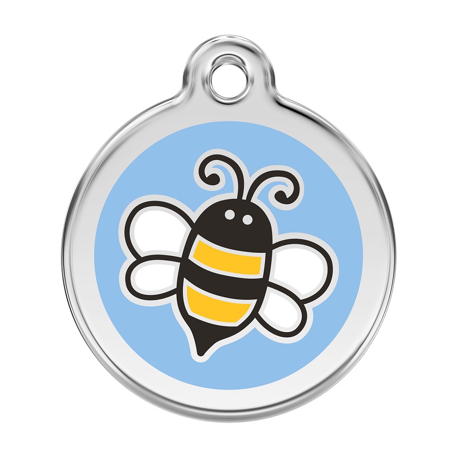Placa identificativa Acero Inoxidable Esmalte Abeja Azul Claro para perros