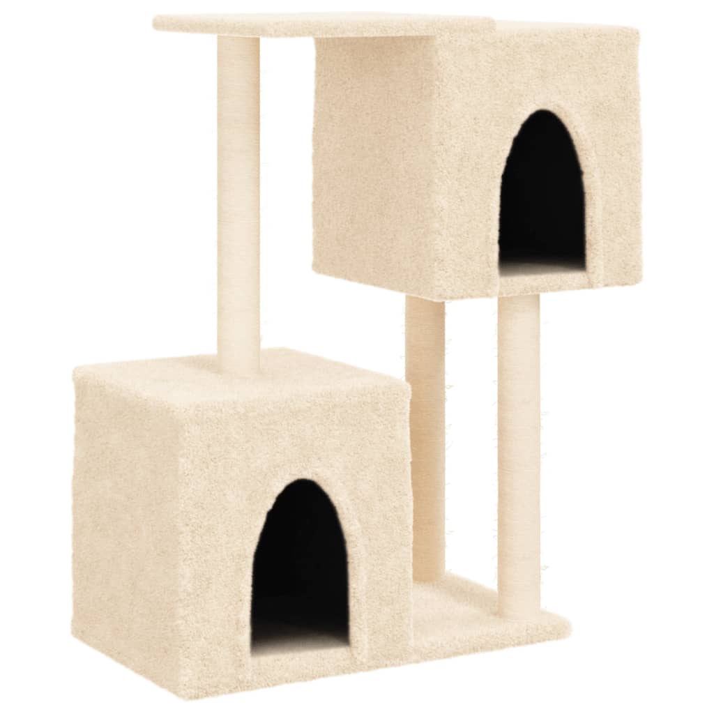 vidaXL Rascador para gatos con postes de sisal color crema 86 cm