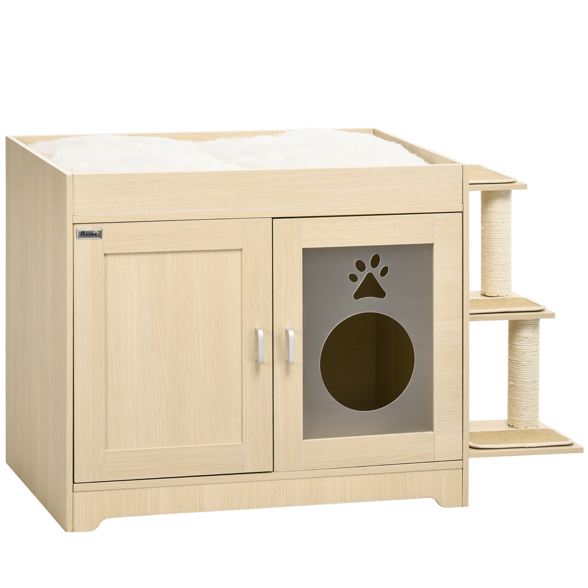 PawHut Arenero para Gatos de Madera con Puertas Mueble Arenero