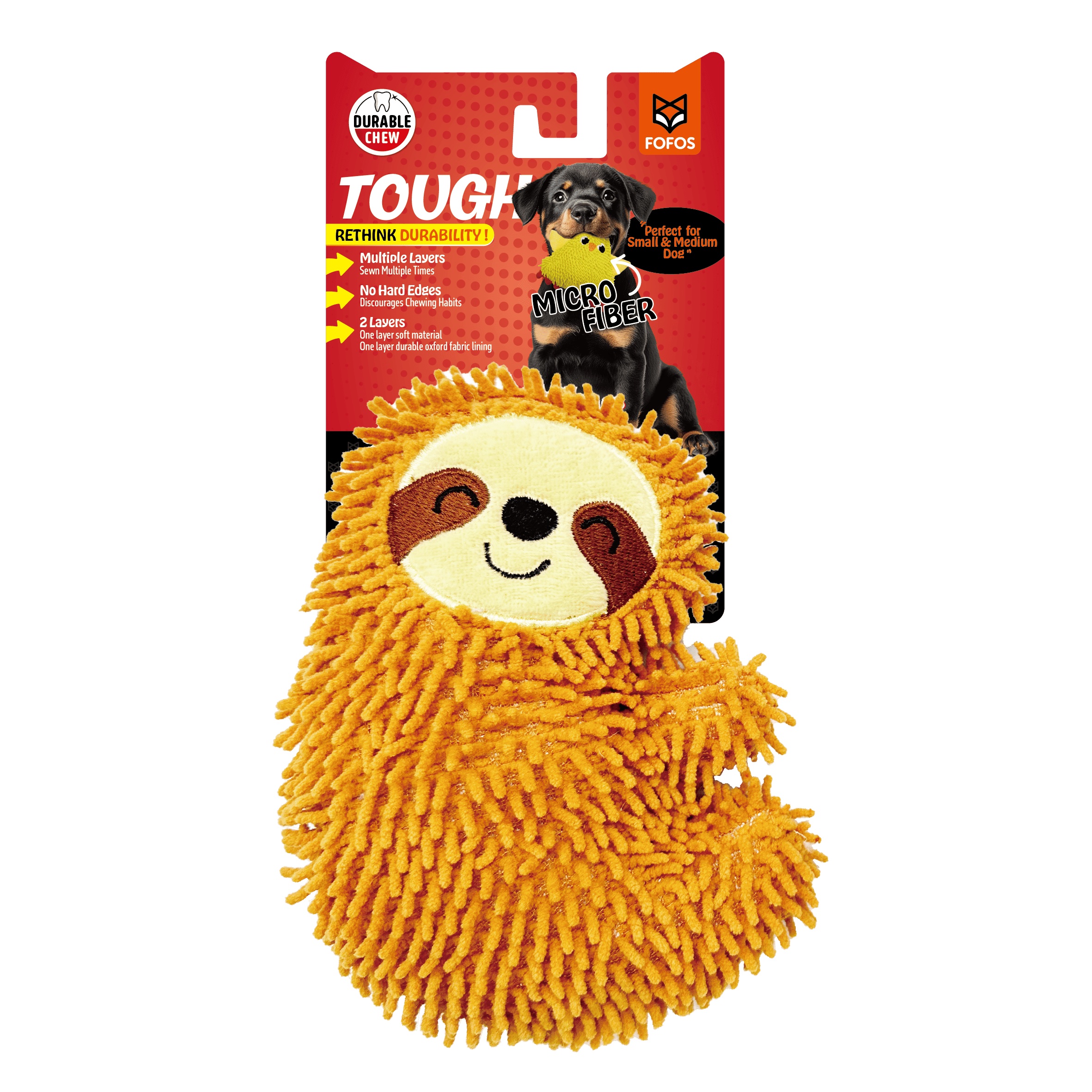 FOFOS | Peluche Perezoso Resistente de Microfibra con Sonido – Para Cachorros/Perros de Raza Pequeña