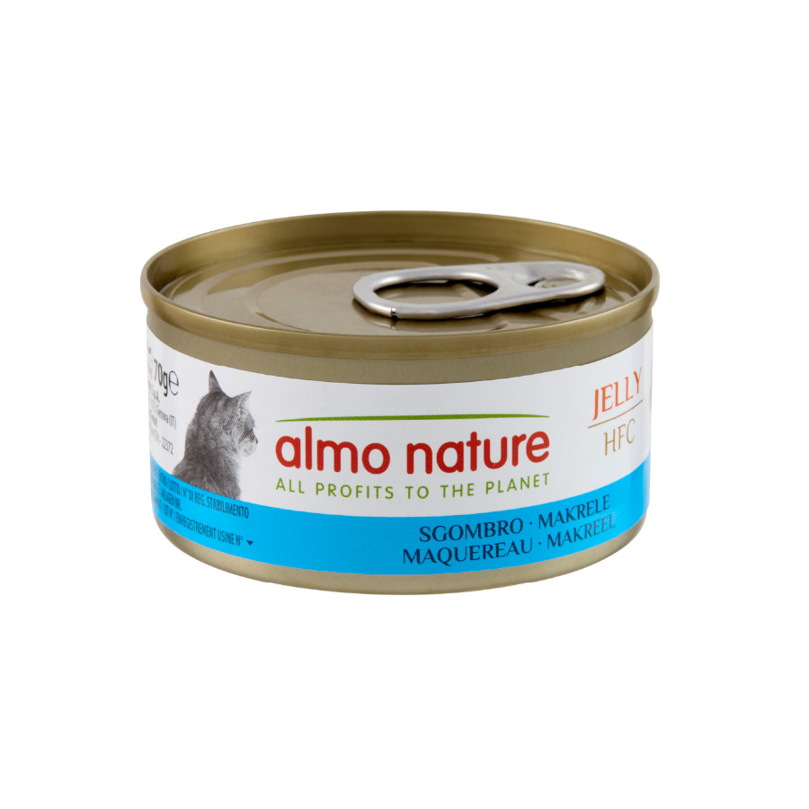 12 latas x 70 g Almo Nature HFC caballa lata en gelatina para gatos  ¡Pack ahorro!