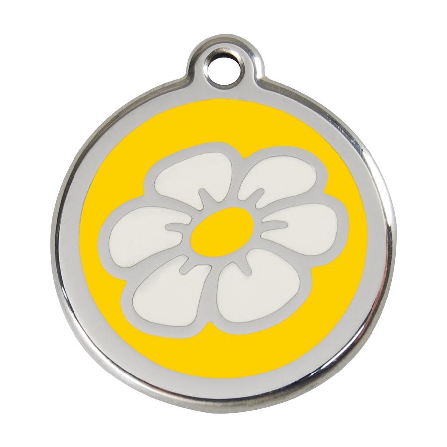 Placa identificativa Acero Inoxidable Esmalte Margarita Amarillo para perros