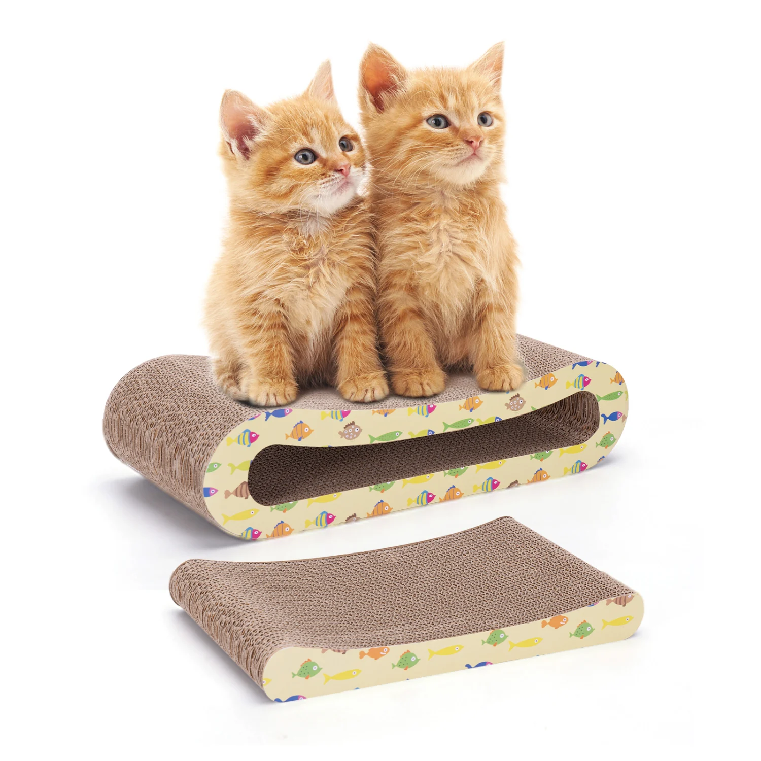 Nobleza Rascador Cartón para Gatos Tableros 2 en 1 con Hierba Gatera, Rascador de Cartón Corrugado, Rascador de Muebles, Disponible en Ambos