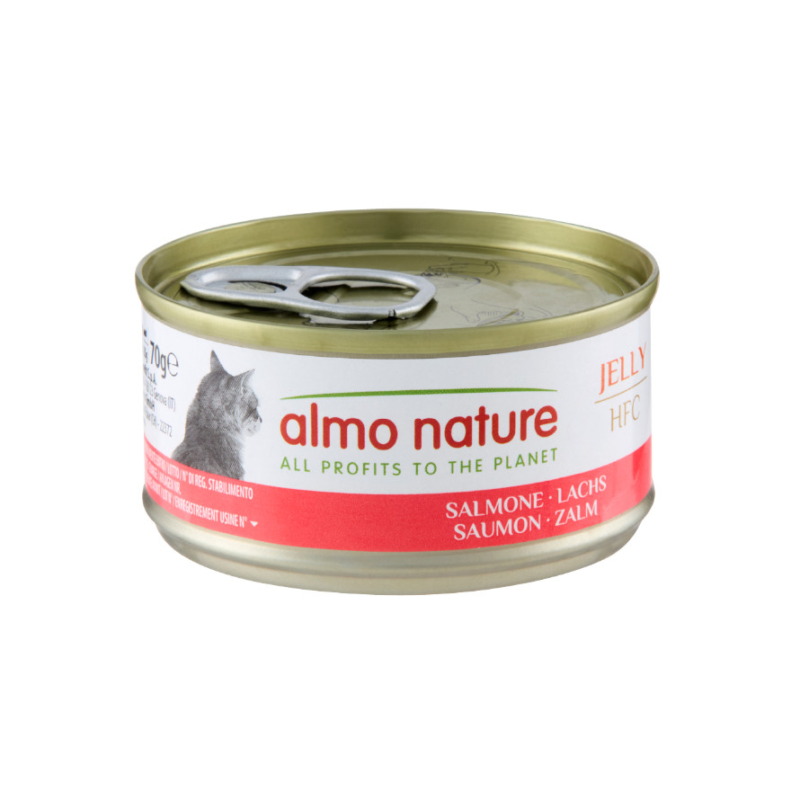 24 latas x 70 g Almo Nature HFC Jelly Salmón en gelatina lata para gatos ¡Pack ahorro!