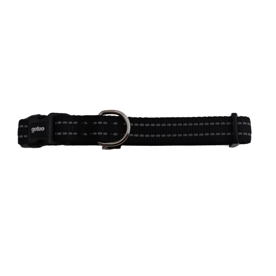 Gotoo Collar de nylon reflectante negro para perros