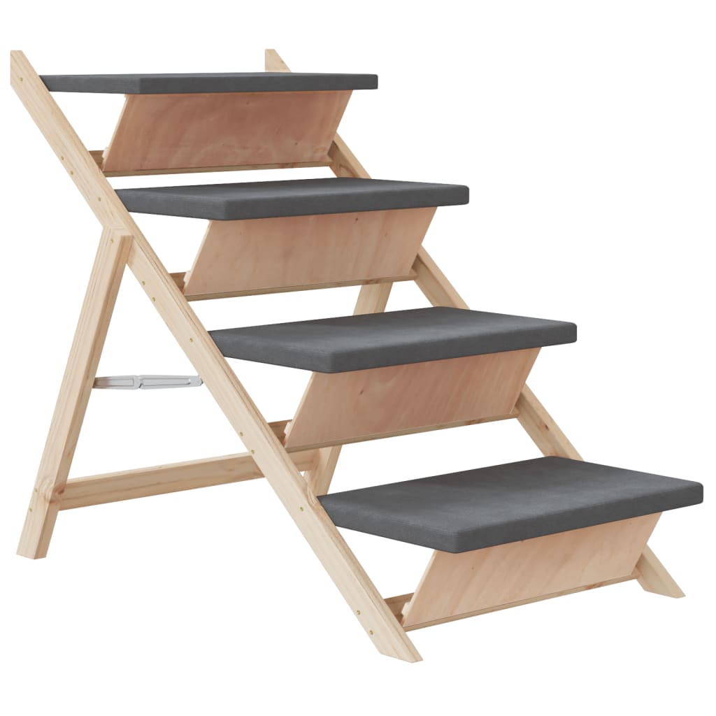 vidaXL Escalera para perros madera maciza de abeto gris 105×47 cm