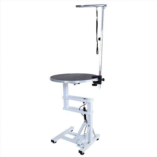Mesa Hidráulica Redonda de altura ajustable, para perros de razas pequeñas, tablero giratorio 360 grados
