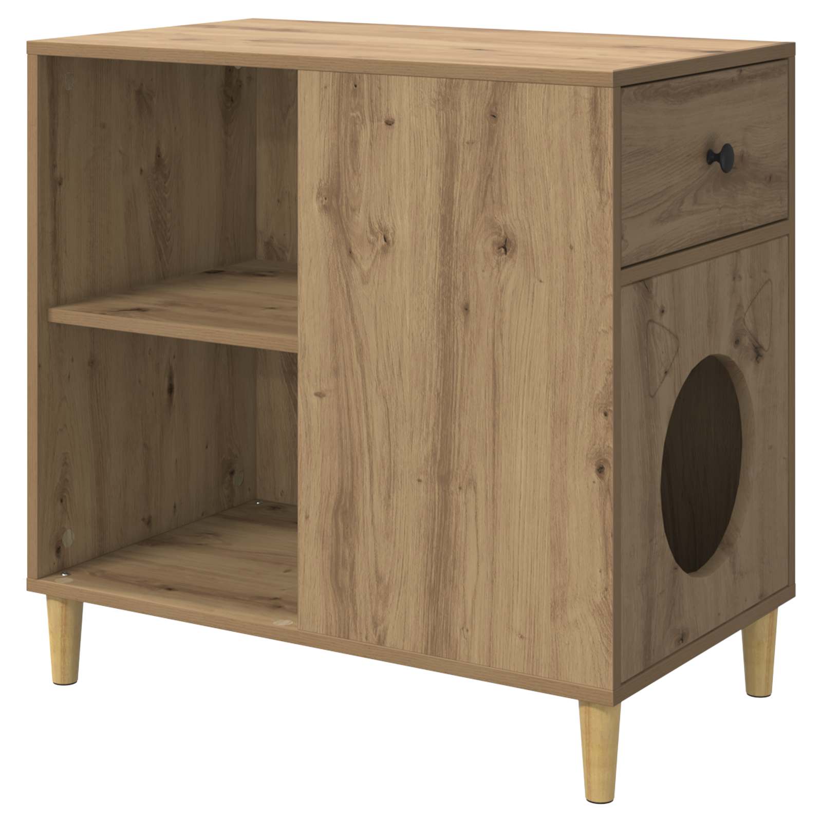 vidaXL Casa para Gatos Roble Artesanal 72 x 42.5 x 70 cm