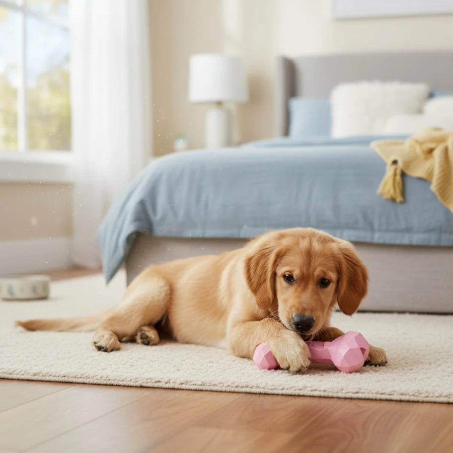 Tootoy! Hueso Mordedor de Goma Rosa para cachorros