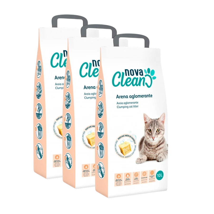 3 x 16 L Nova Clean Marsella Arena Aglomerante para gatos ¡Pack ahorro!