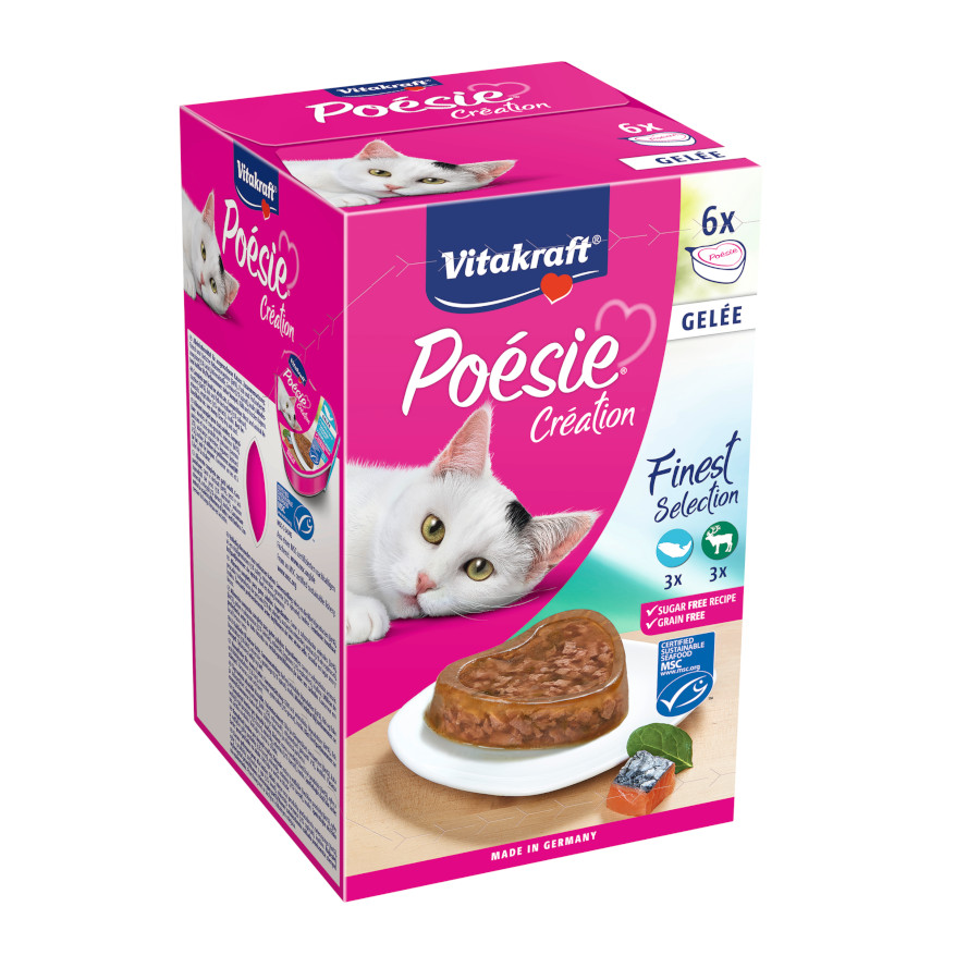 12 tarrinas x 85 g Vitakraft Poésie Pescado y carne tarrinas en gelatina para gatos ¡Pack Ahorro!