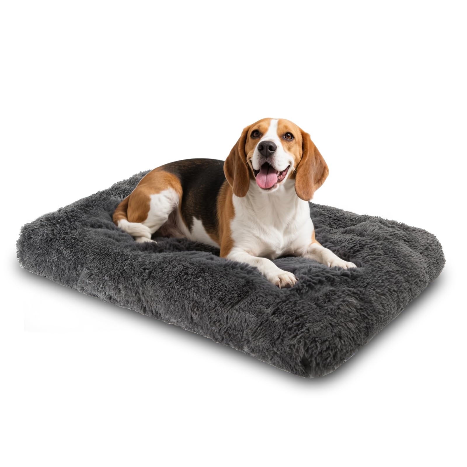 Nobleza Cama para Perros Medianos, Cama Perro Lavable, Peluche Largo Ultra Suave, Soporte Firme, Base Antideslizante, 77x50x10cm, Gris