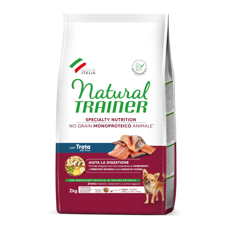 2 kg Natural Trainer Small & Toy Sensitive No Grain Monoproteico Trucha pienso para perros
