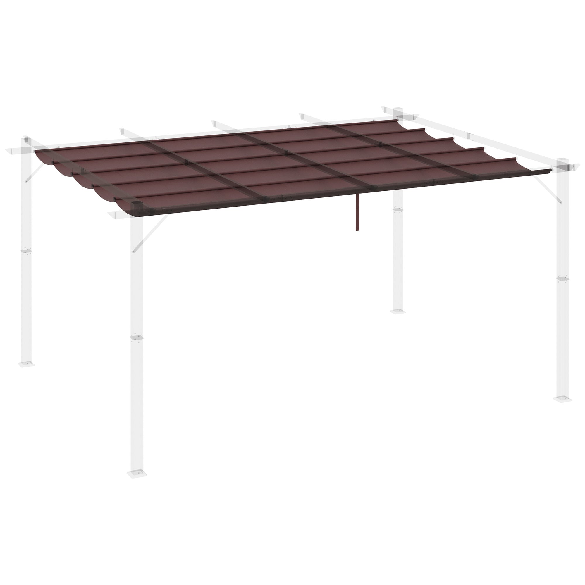 Outsunny Techo de Pérgola 3,5×2,5 m Techo de Repuesto Retráctil para Sombrilla Toldo de Tela para Cenador Jardín con 10 Orificios de Drenaje Café