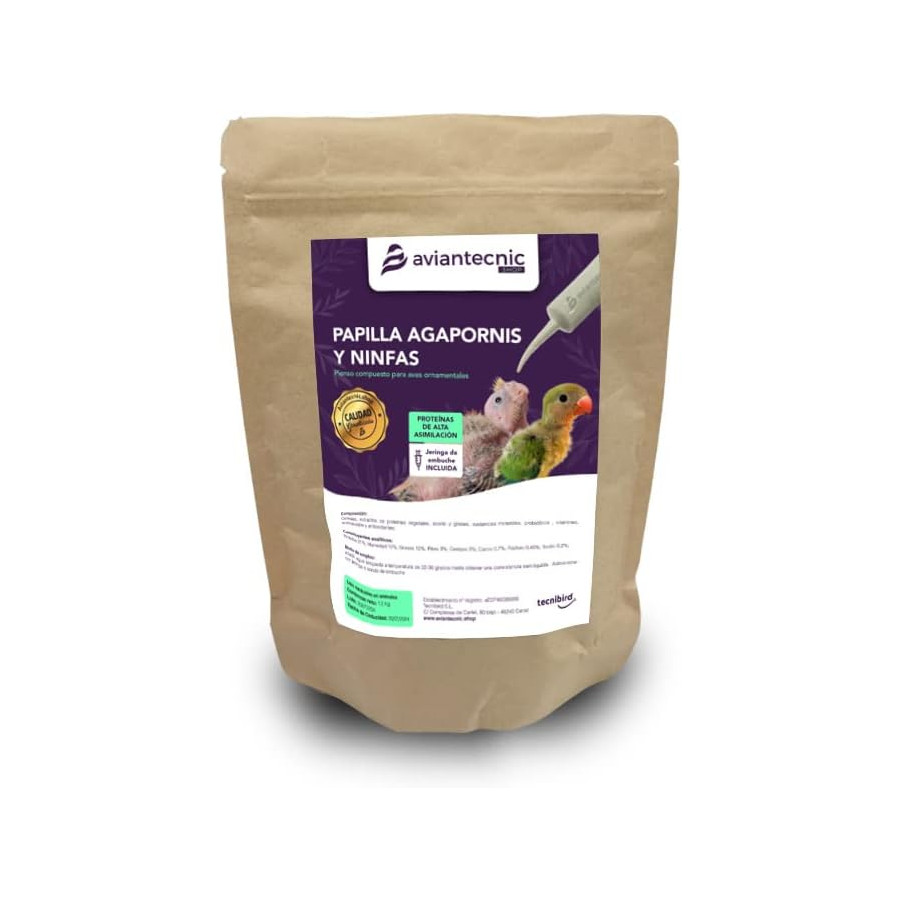 Papilla Embuche Ninfas y Agapornis 1,2 kg con Jeringa de Embuche Incluida