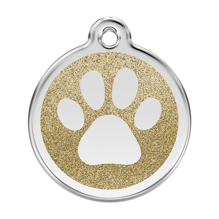 Placa identificativa Purpurina Huella perro Dorado para perros