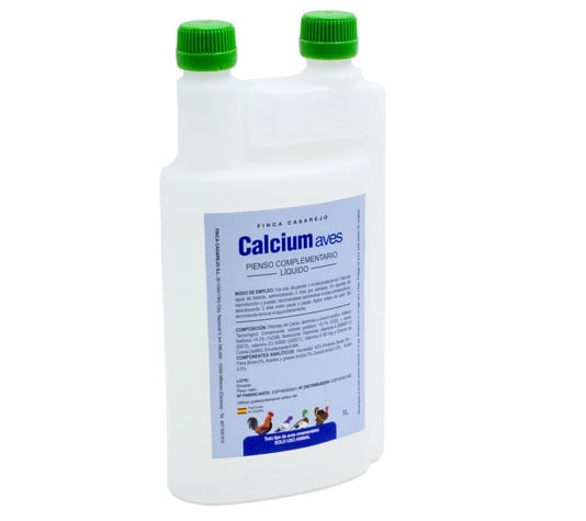 Calcio para gallinas | Suplemento alimenticio para la Puesta de Las gallinas, prevención del picaje y fortalecimiento de Sus Huesos | Botella de 1 L