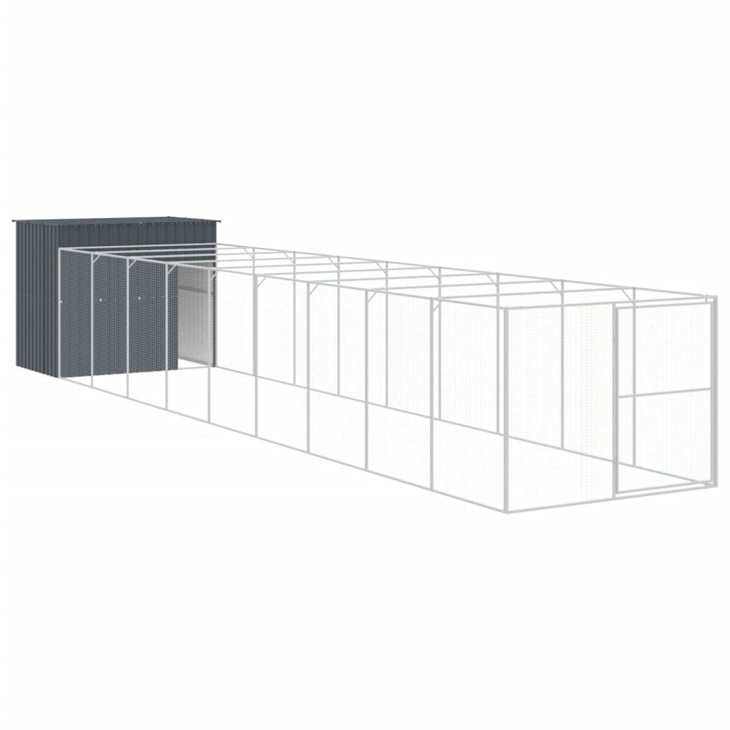 vidaXL Caseta perros con corral acero galvanizado gris 214x253x181 cm