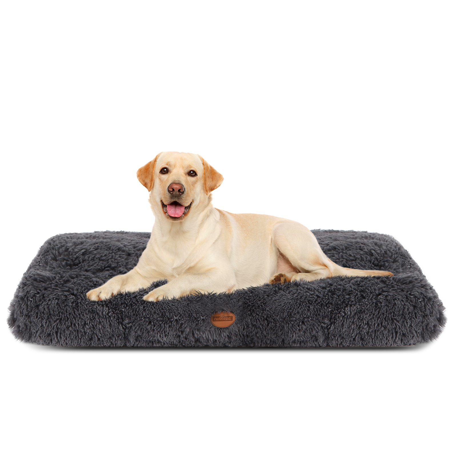 Nobleza Cama Perro Grande, Cama Perro Lavable, Peluche Largo Cama Para Perros, Suave y Esponjoso, Cama de Perro Antideslizante, Gris Oscuro, 110x73cm