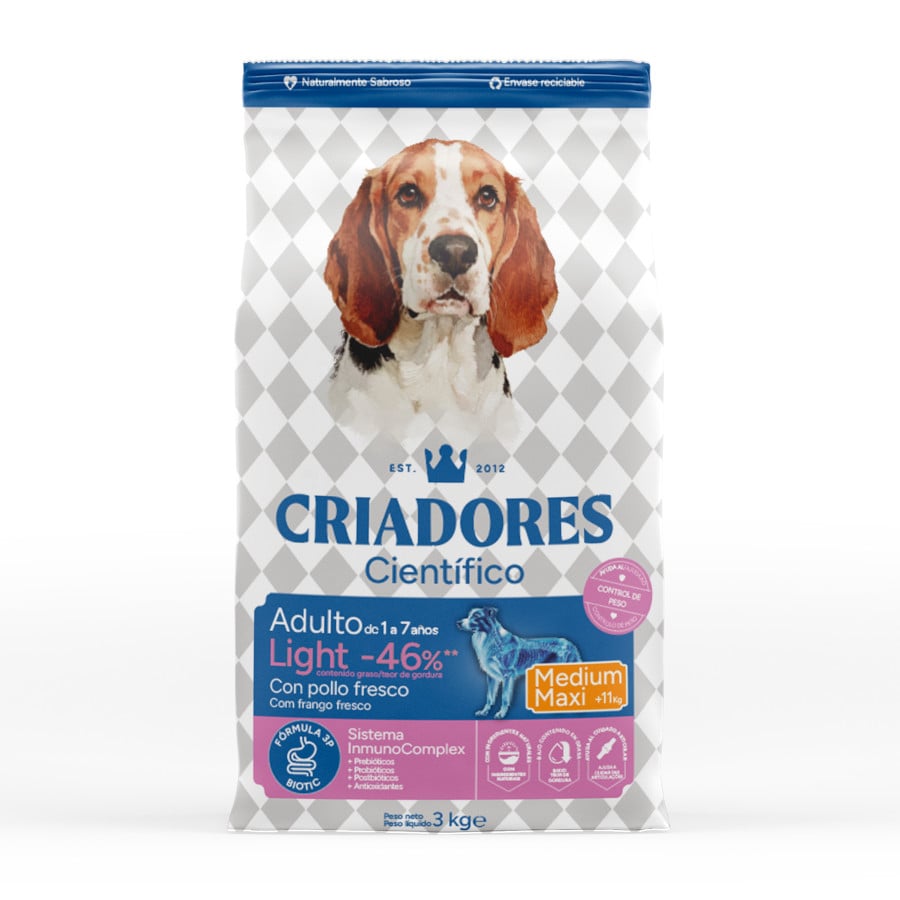 Criadores Científico Light -% contenido graso Adulto Medium-Maxi Pienso Pollo para perros