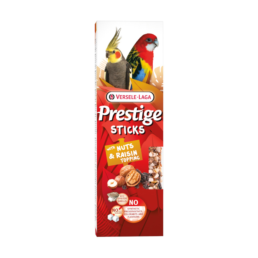 Versele-Laga Prestige Sticks con Cobertura de Nueces y Pasas para periquitos grandes