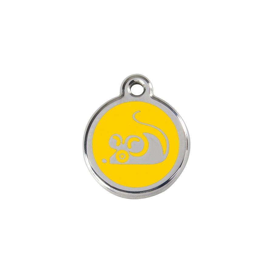 Placa identificativa Acero Inoxidable Esmalte Ratón Amarillo para gatos