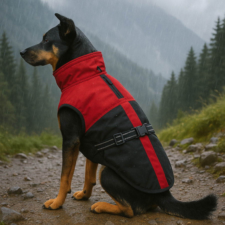 Chubasquero Impermeable Para Perro PETCUTE - Ajustable, Con Patas Completas Y Reflejantes, Ideal Para Lluvia Y Aire Libre (Rojo, Talla 6XL)