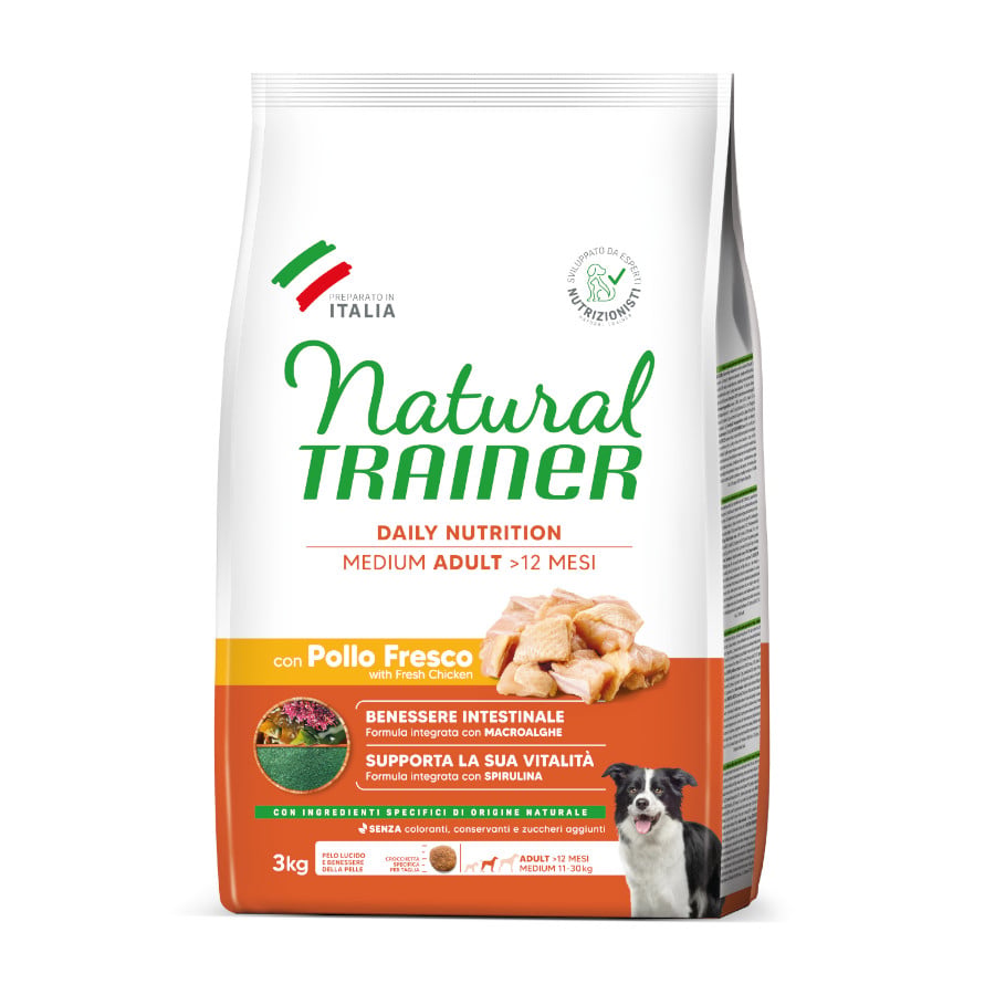 3 kg Natural Trainer Adult Medium Pollo pienso para perros